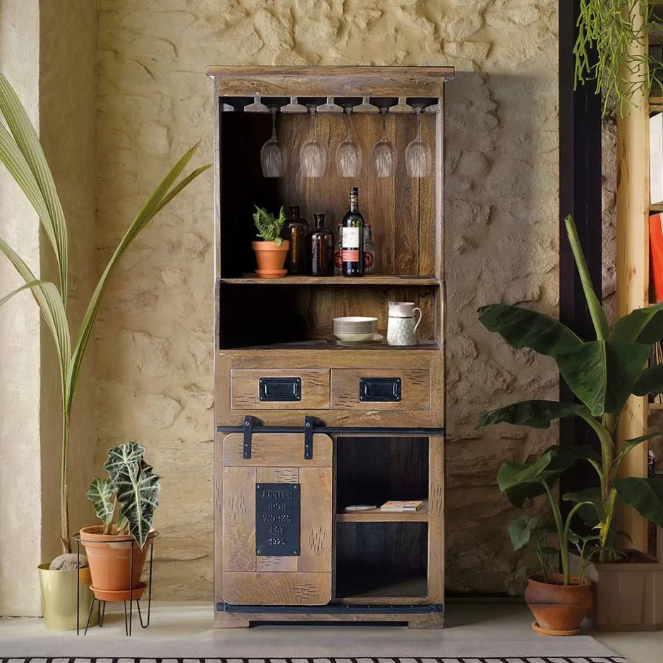 Wohnen Industrial Design Barschrank aus Mangoholz - Semian