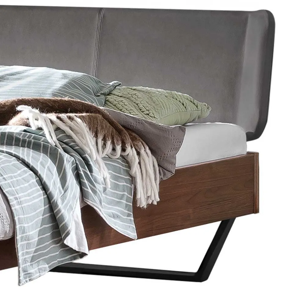 Wohnen Industrial Doppelbett in Nussbaum Braun - Lavrin