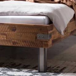 Industrial Einzelbett aus Akazie massiv - Vetonia^Wohnen Discount