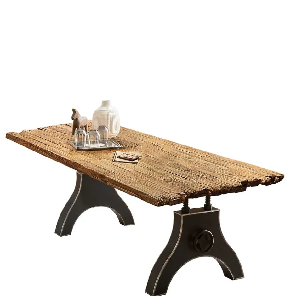 Industrial Esstisch mit Teak Altholzplatte - Banyo^Wohnen Sale