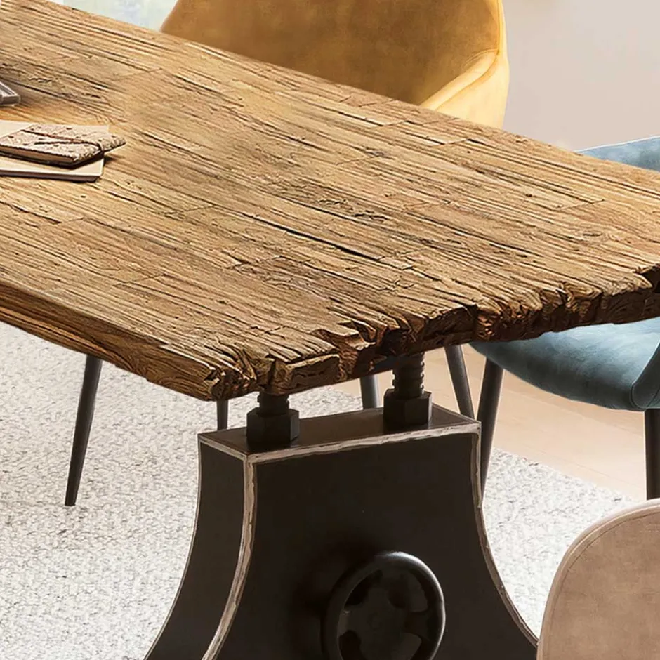 Industrial Esstisch mit Teak Altholzplatte - Banyo^Wohnen Sale