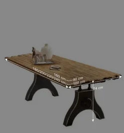 Industrial Esstisch mit Teak Altholzplatte - Banyo^Wohnen Sale