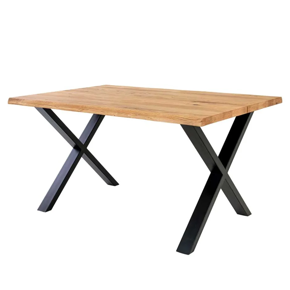 Industrial Esszimmertisch mit Baumkante Eiche - Hiloria^Wohnen Best