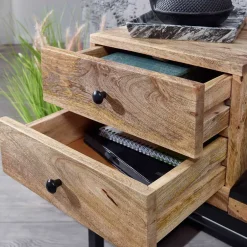 Wohnen Industrial Flurbank mit Ledersitz in Schwarz - Mariono