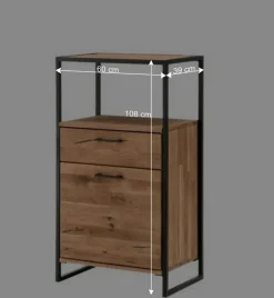 Wohnen Industrial Highboard aus Wildeiche und Stahl - Ingbo