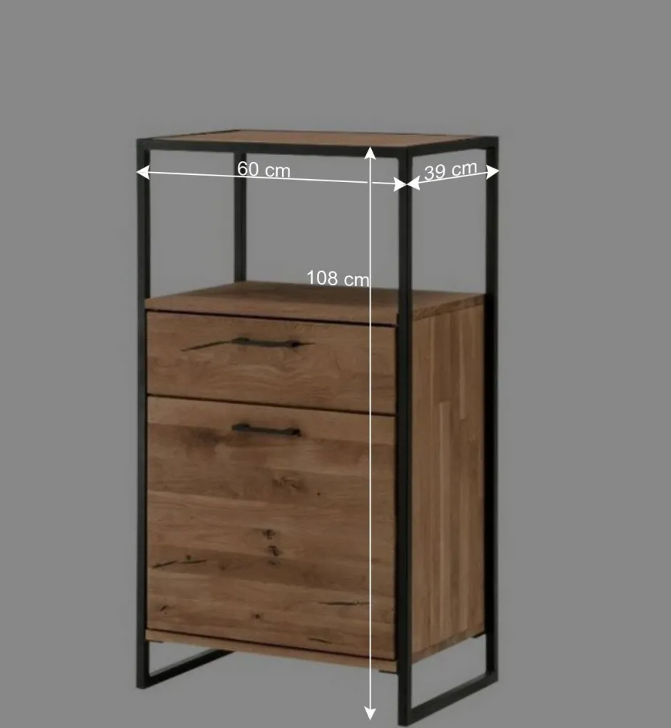 Wohnen Industrial Highboard aus Wildeiche und Stahl - Ingbo
