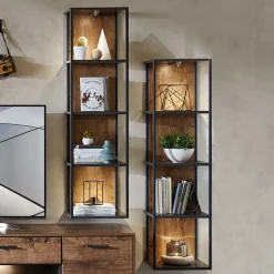 Wohnen Industrial Hängeregal in Dekor Eiche Dunkel - Xindus