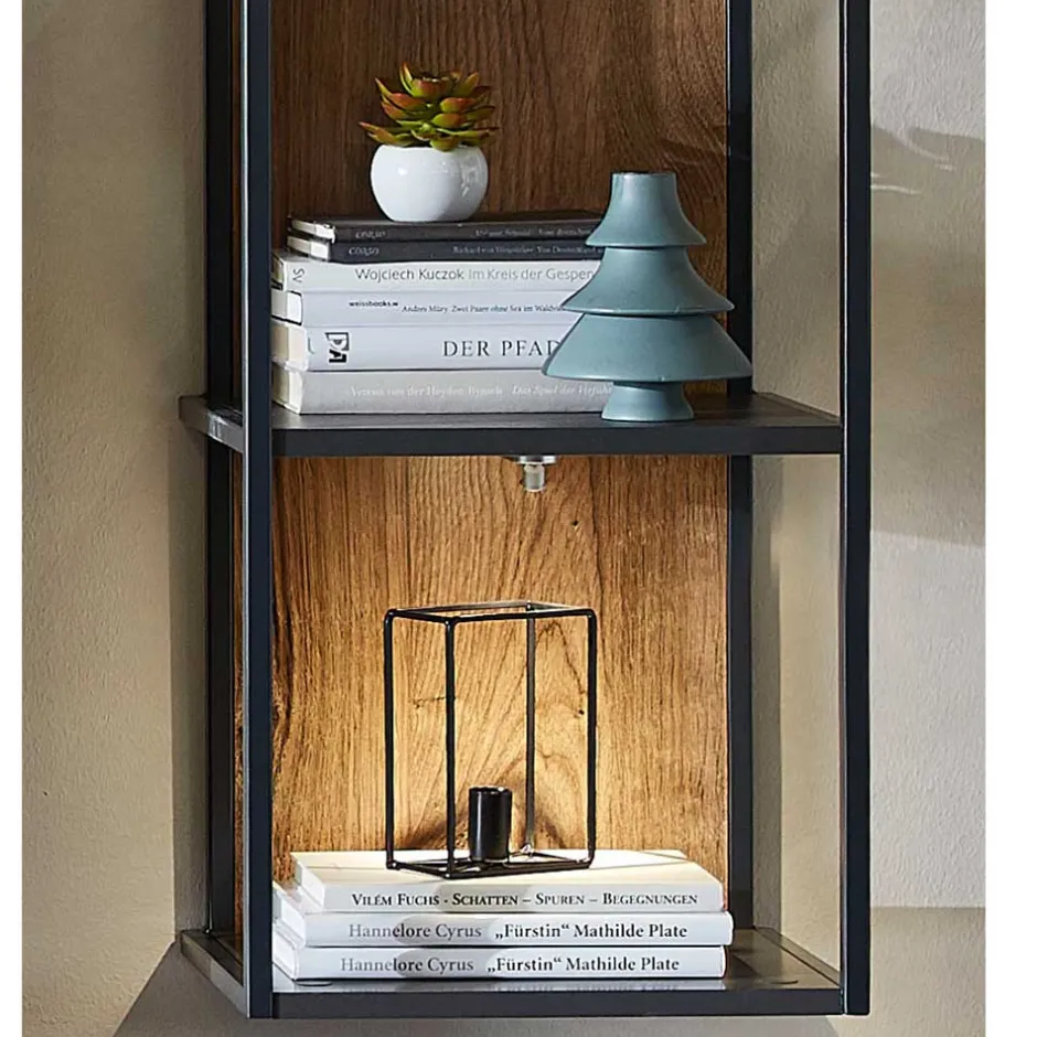 Wohnen Industrial Hängeregal in Dekor Eiche Dunkel - Xindus