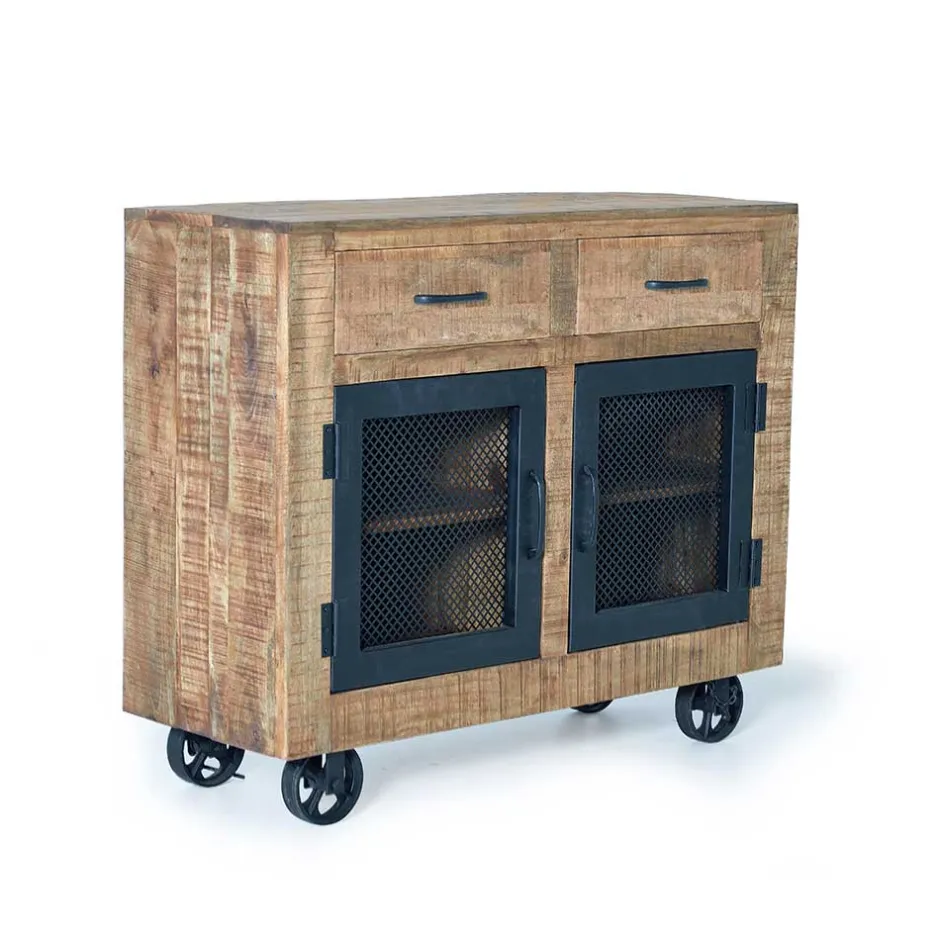 Wohnen Industrial Kombi-Kommode auf Metall-Rädern - Thiano