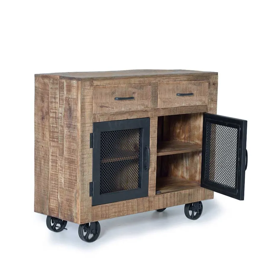Wohnen Industrial Kombi-Kommode auf Metall-Rädern - Thiano