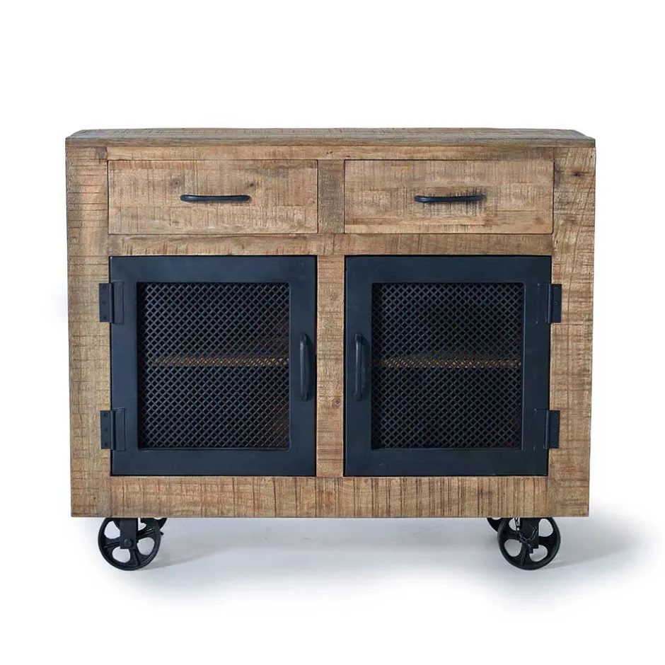 Wohnen Industrial Kombi-Kommode auf Metall-Rädern - Thiano