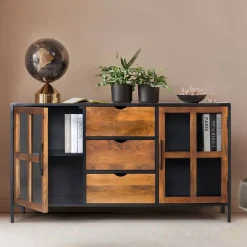 Industrial Kommode mit Glastüren - Hayato^Wohnen Discount