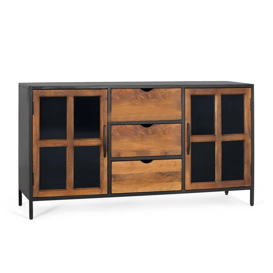 Industrial Kommode mit Glastüren - Hayato^Wohnen Discount