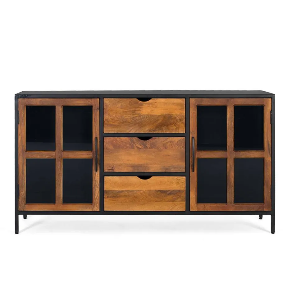 Industrial Kommode mit Glastüren - Hayato^Wohnen Discount