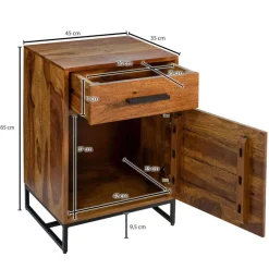 Industrial Nachtschrank mit Schublade und Tür - Vacca^Wohnen Hot