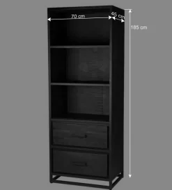 Industrial Regal in Schwarz mit 2 Schubladen - Esturado^Wohnen Best