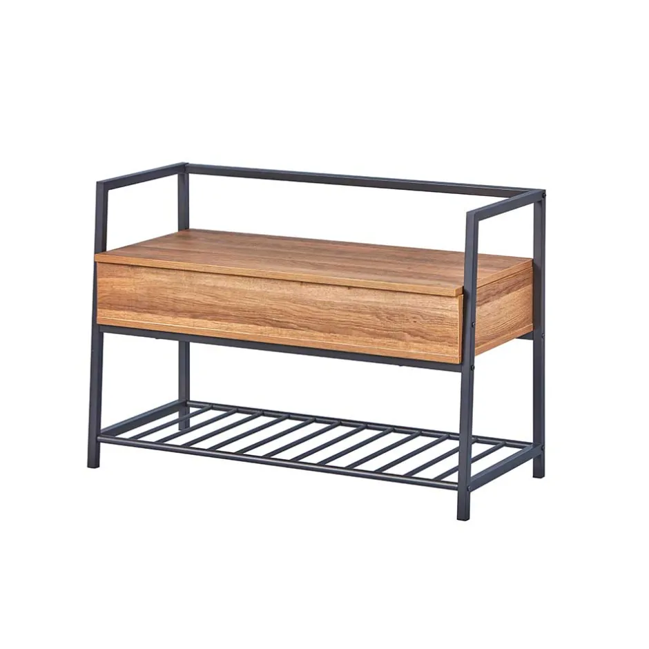 Industrial Schuhbank in Wildeiche Optik - Vedrico^Wohnen