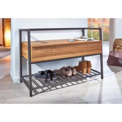 Industrial Schuhbank in Wildeiche Optik - Vedrico^Wohnen