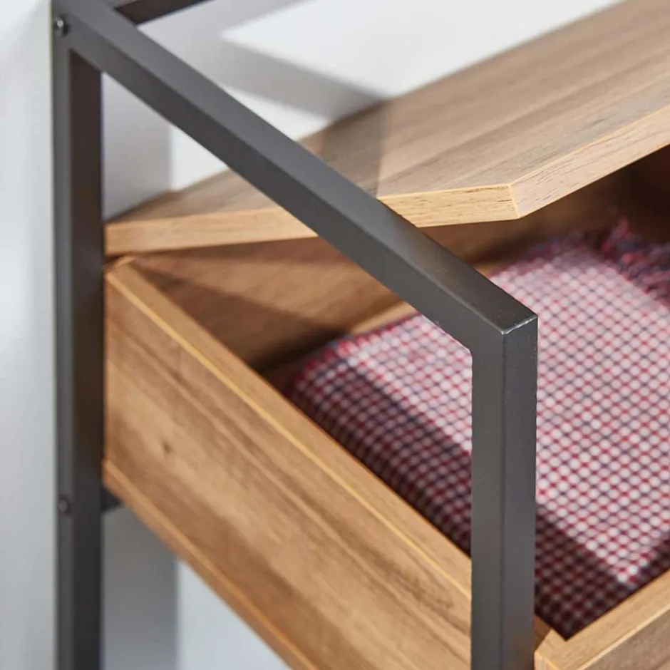 Industrial Schuhbank in Wildeiche Optik - Vedrico^Wohnen