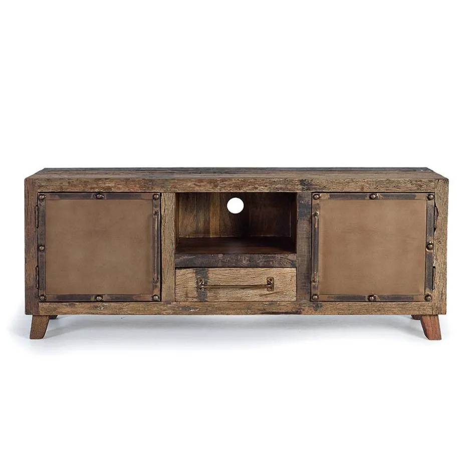 Industrial TV Kommode aus Altholz und Metall - Stock^Wohnen Sale