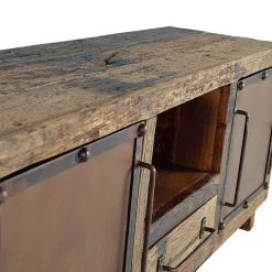 Industrial TV Kommode aus Altholz und Metall - Stock^Wohnen Sale