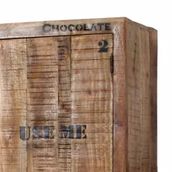 Wohnen Industry Dielenschrank Indri aus Holz rustikal mit Schrift-Drucken
