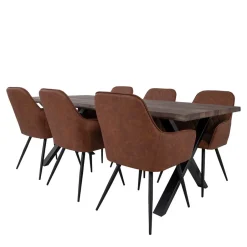 Wohnen Industry Essgruppe in Eiche & Braun - Badryca (siebenteilig)