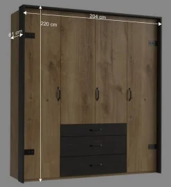 Industry Kleiderschrank mit 200 cm Breite - Bram^Wohnen