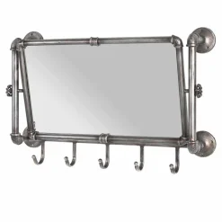 Wohnen Industry Spiegel mit Rahmen aus Stahlrohren Manicos & 5 Haken