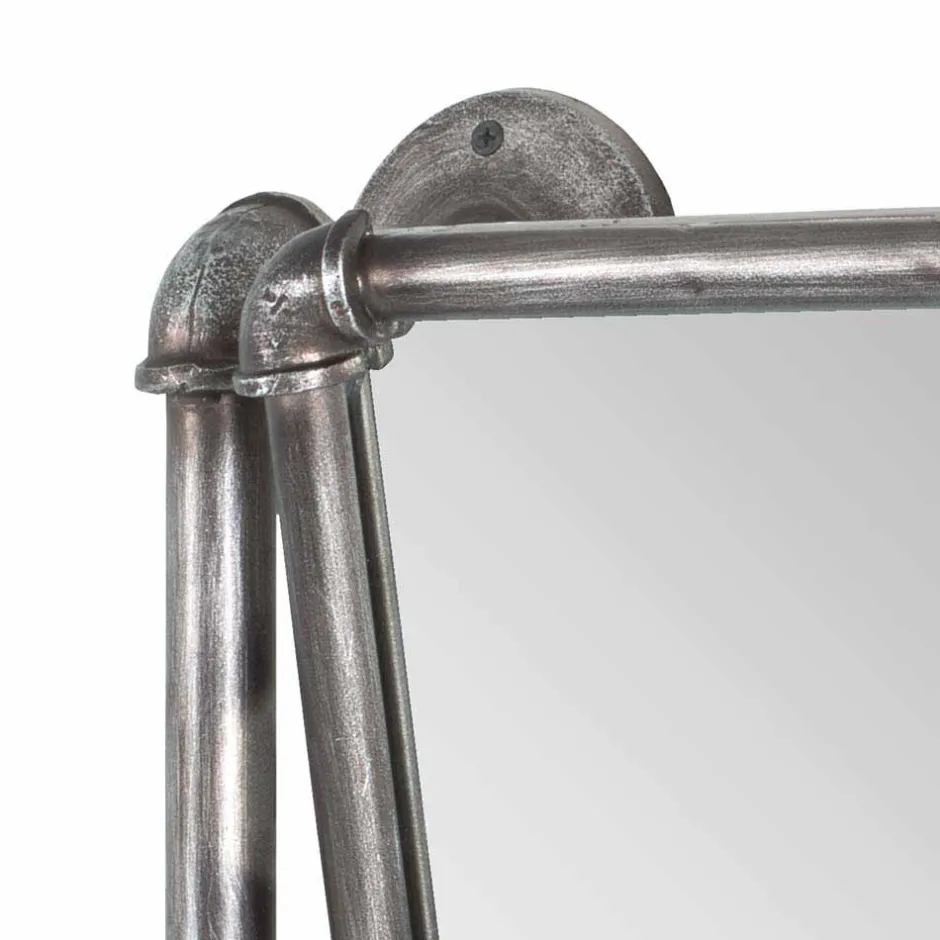 Wohnen Industry Spiegel mit Rahmen aus Stahlrohren Manicos & 5 Haken