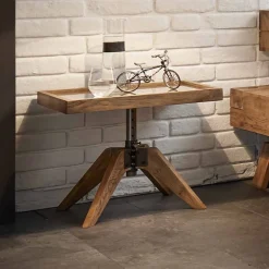 Wohnen Industry Style Nachttisch Budelli aus Wildeiche massiv Glas Metall