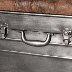 Wohnen Industry Truhenbank aus Stahl Uladan mit Kunstleder Polster Braun