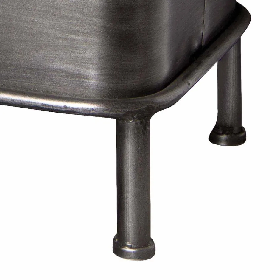 Wohnen Industry Truhenbank aus Stahl Uladan mit Kunstleder Polster Braun