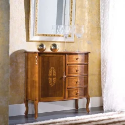 Italienische Barock Kommode Natale mit Nussbaum Furnier^Wohnen New