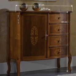 Italienische Barock Kommode Natale mit Nussbaum Furnier^Wohnen New