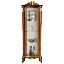 Wohnen Italienischer Vitrinenschrank in Nussbaum & Gold - Carlenna