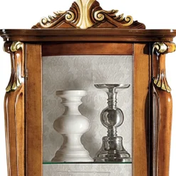 Wohnen Italienischer Vitrinenschrank in Nussbaum & Gold - Carlenna