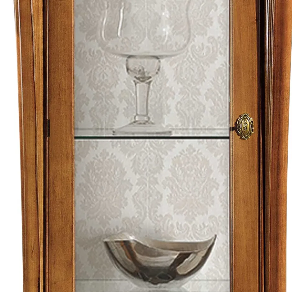 Wohnen Italienischer Vitrinenschrank in Nussbaum & Gold - Carlenna