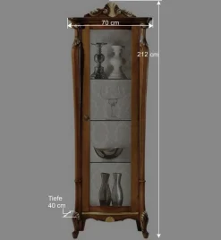 Wohnen Italienischer Vitrinenschrank in Nussbaum & Gold - Carlenna