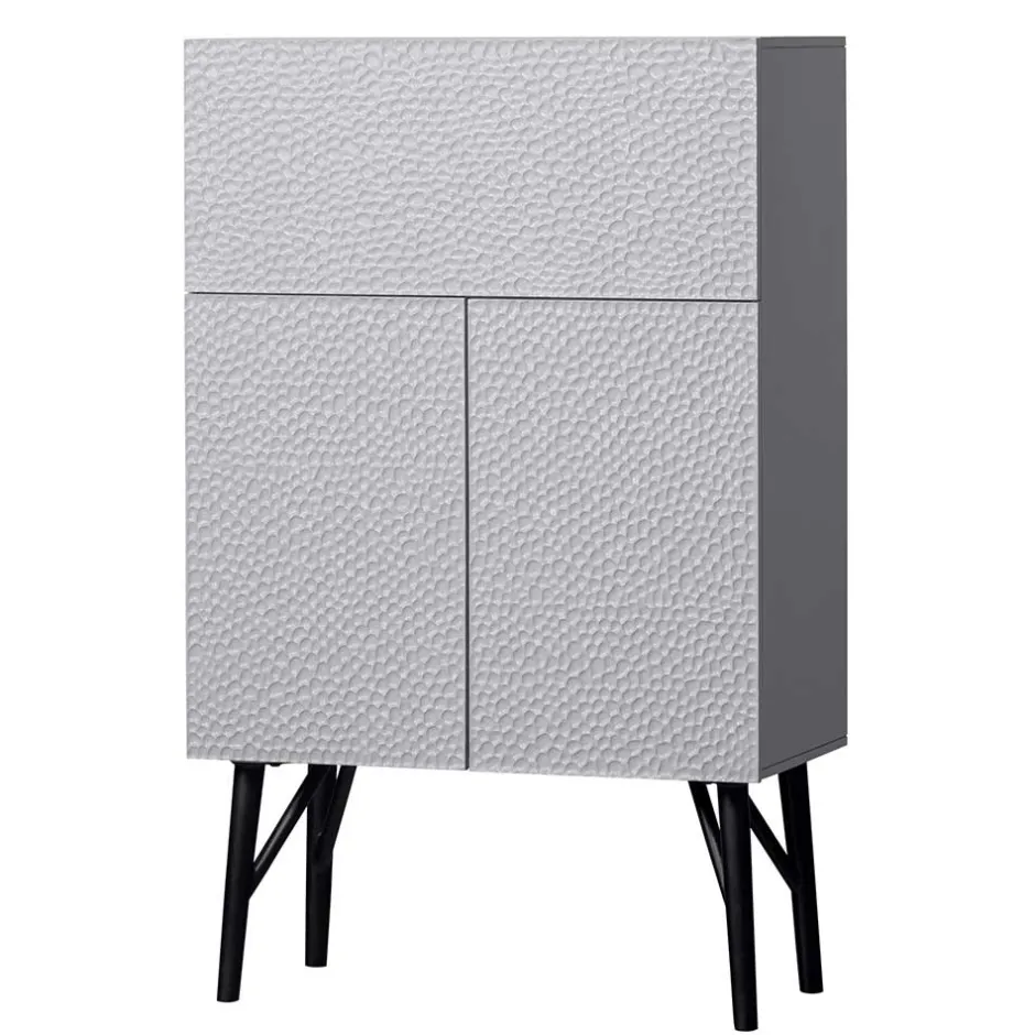 Japandi Barschrank in Hellgrau - Looning^Wohnen Outlet