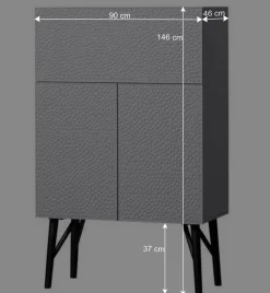 Japandi Barschrank in Hellgrau - Looning^Wohnen Outlet