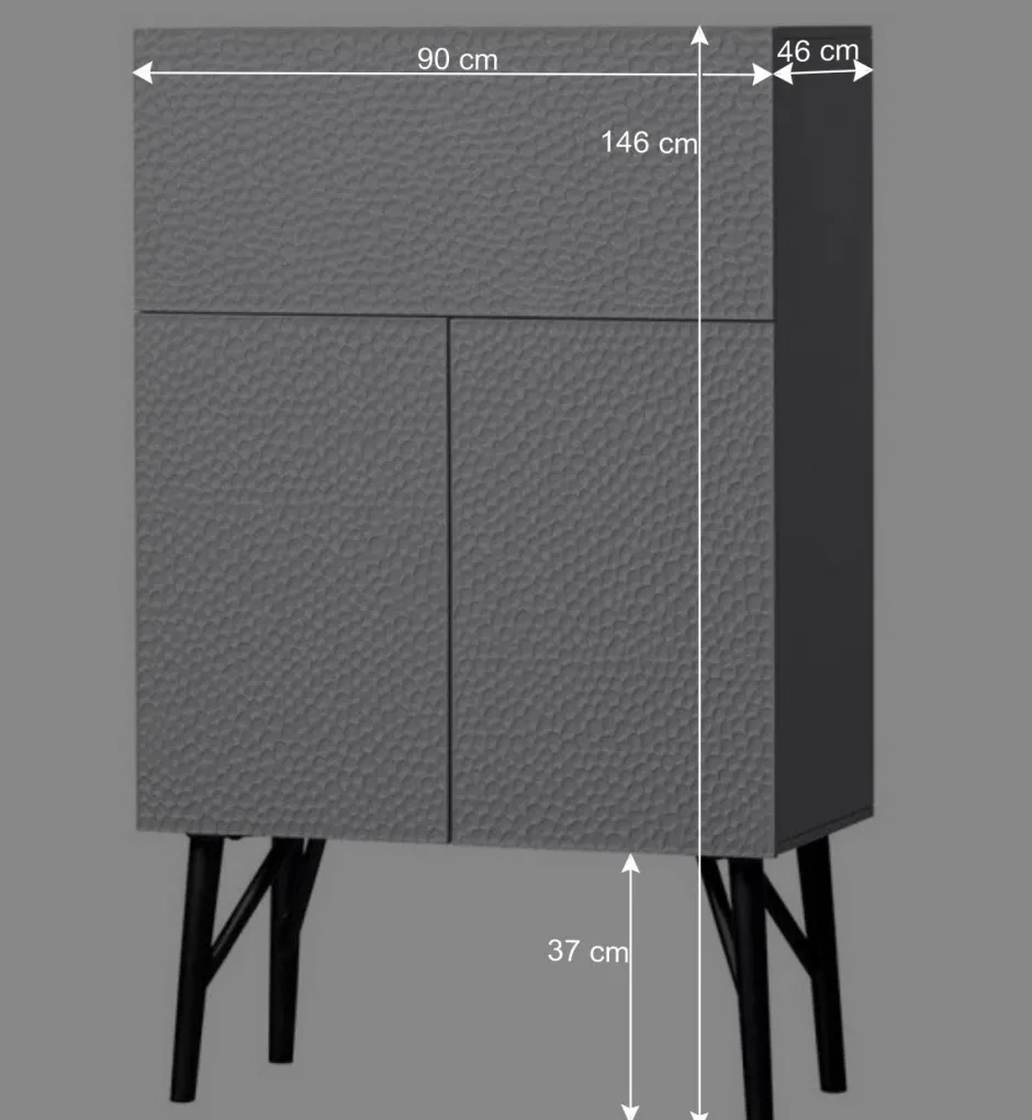 Japandi Barschrank in Hellgrau - Looning^Wohnen Outlet