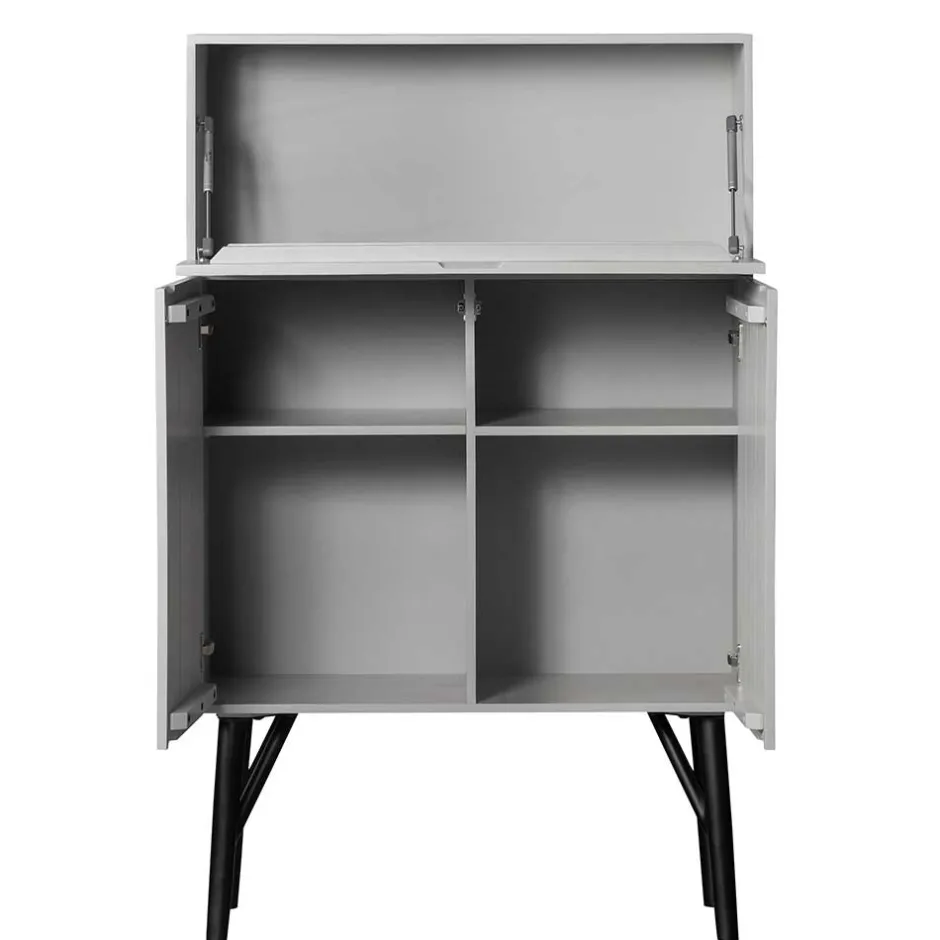 Japandi Barschrank in Hellgrau - Looning^Wohnen Outlet