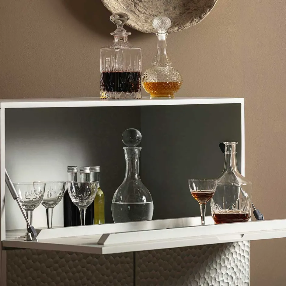 Japandi Barschrank in Hellgrau - Looning^Wohnen Outlet