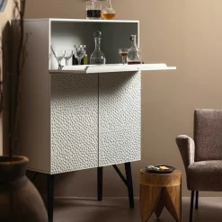 Japandi Barschrank in Hellgrau - Looning^Wohnen Outlet