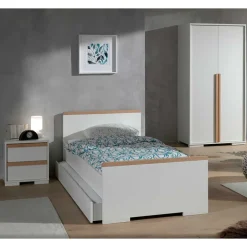 Wohnen Jugendbett & Nachtkommode & Schrank - Eldrus (dreiteilig)