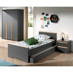 Wohnen Jugendzimmer Einrichtung in Anthrazit - Navlius (dreiteilig)