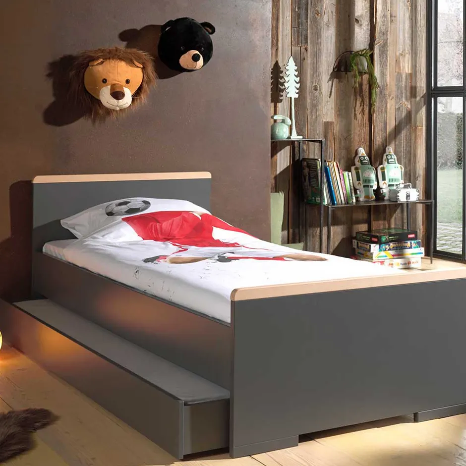 Wohnen Jugendzimmer Einrichtung in Anthrazit - Navlius (dreiteilig)