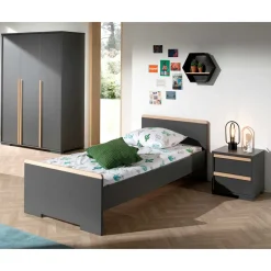 Wohnen Jugendzimmer Einrichtung in Anthrazit - Navlius (dreiteilig)