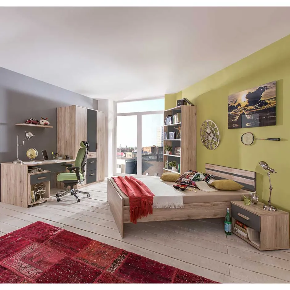 Wohnen Jugendzimmer in Eiche San Remo Optik - Jilamenda (siebenteilig)